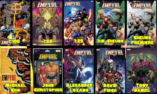 Empyre #1 cover variants from Marvel Comics.