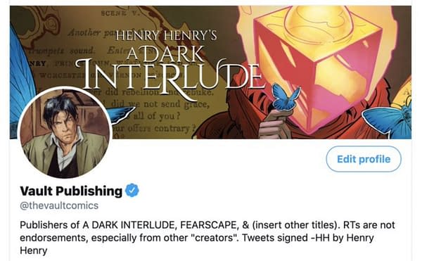 Henry Henry Took Over Vault Comics Twitter to Promote A Dark Interlude