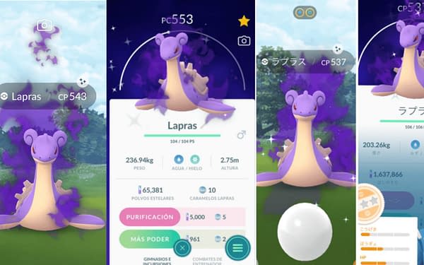 Shiny Shadow Lapras noted by trainers worldwide. Credit: Reddit user RyanVGC666, Twitter account @shauns1288, r/SilphRoad.