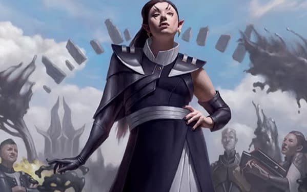 The art for Felisa, Fang of Silverquill, a card from Magic: The Gathering's Commander 2021 release. Illustrated by Sara Winters.