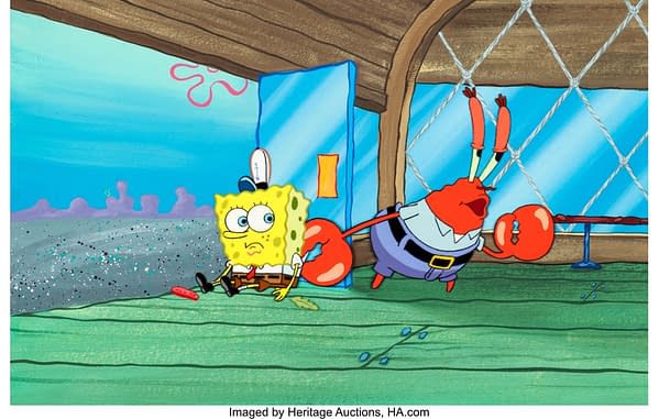 SpongeBob SquarePants and Mr. Krabs Production Cel and Master Background. Credit: Heritage Auctions