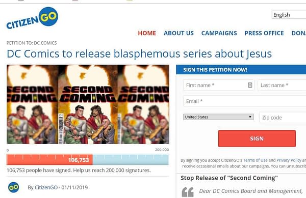 Over 100,000 Sign Petition Against DC Comics Publishing Second Coming