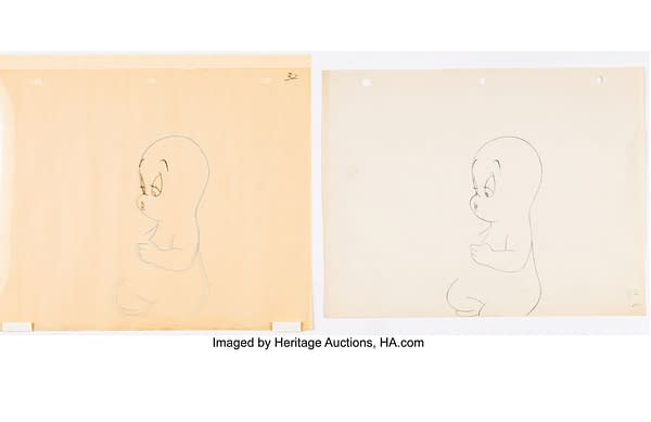 Casper the Friendly Ghost "Once Upon a Rhyme" Casper Cel and Production Drawing with Red Riding Hood Model Sheet. Credit: Heritage Auctions