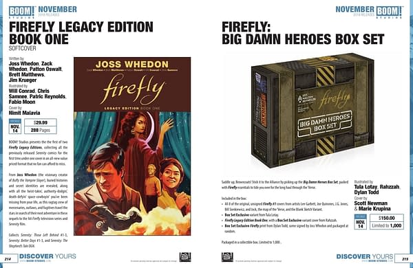 The Full Boom Studios Catalogue for November 2018 &#8211; Smooth Criminals, Firefly and