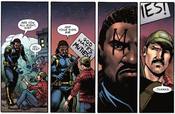 Bishop Respects the Free Speech Rights of Anti-Mutant Protestors in Next Week's Uncanny X-Men #3