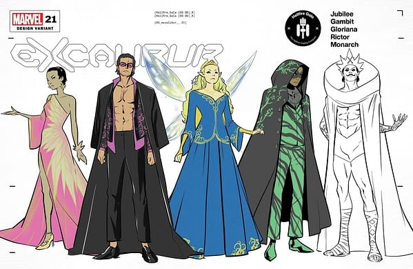 Cover image for APR210765 EXCALIBUR #21 TO CHARACTER DESIGN VAR GALA, by (W) Tini Howard (A) Marcus To (CA) Russell Dauterman, in stores Wednesday, June 9, 2021 from MARVEL COMICS