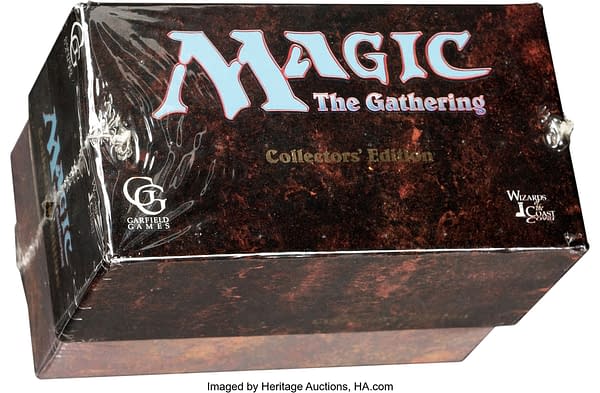 The front of the unopened box for the Magic: The Gathering Collectors' Edition presently on auction at Heritage Auctions.