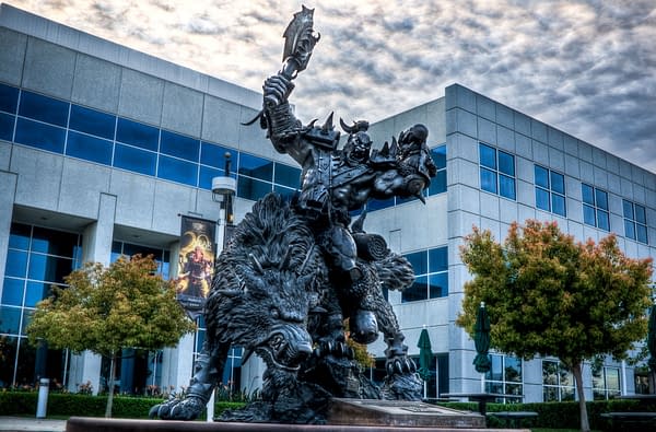 The famous orc statue at the Blizzard campus in Irvine, California. Courtesy of Blizzard Entertainment.
