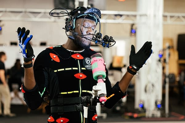 Stormzy in mocap suit shooting his part in the game, courtesy of Ubisoft.