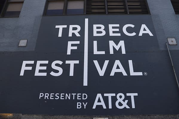 TRIBECA FILM FESTIVAL SIGN on Spring Studios Building in Tribeca Manhattan. Editorial credit: Chie Inoue / Shutterstock.com