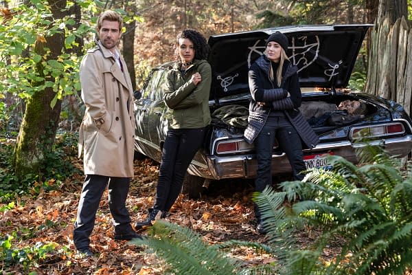 Constantine, Charlie, and Sara Lance aka White Canary stumble upon something a little familiar on DC's Legends of Tomorrow, courtesy of The CW.
