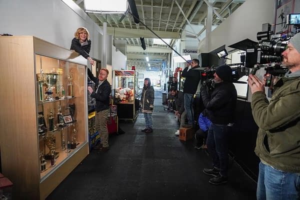 Julie Bowen and Jesse Tyler Ferguson on set and behind the scenes as they film the finale to Modern Family, courtesy of ABC.