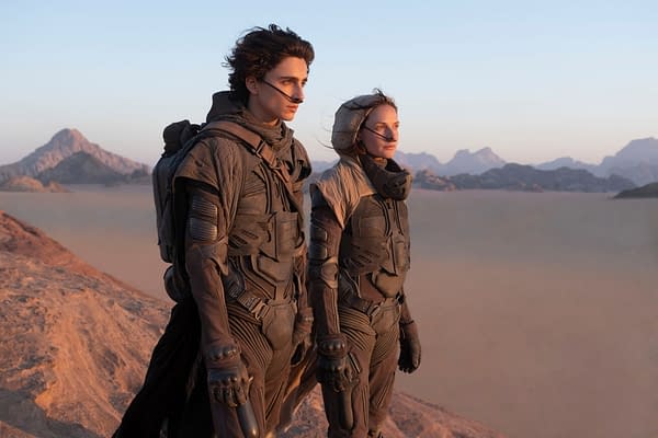Copyright: © 2020 Warner Bros. Entertainment Inc. All Rights Reserved. Photo Credit: Chiabella James Caption: (L-r) TIMOTHÉE CHALAMET as Paul Atreides and REBECCA FERGUSON as Lady Jessica Atreides in Warner Bros. Pictures and Legendary Pictures' action adventure 