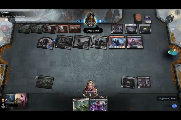 An example of a player using the "Good Game" emote in Magic: The Gathering: Arena. (Screencap credit: Josh Nelson)