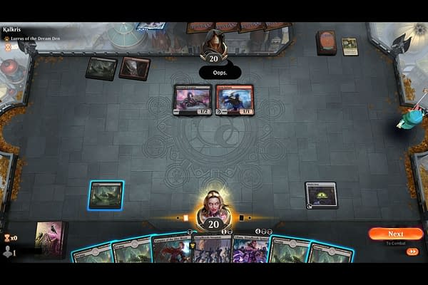 An example of a player using the "Oops" emote in Magic: The Gathering: Arena. (Screencap credit: Josh Nelson)