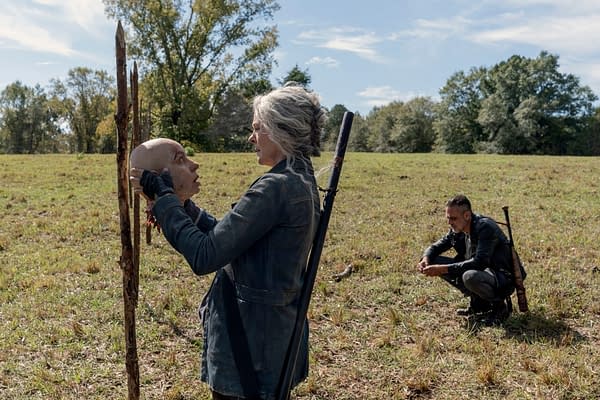 Melissa McBride as Carol Peletier, Jeffrey Dean Morgan as Negan - The Walking Dead _ Season 10, Episode 14 - Photo Credit: Jace Downs/AMC