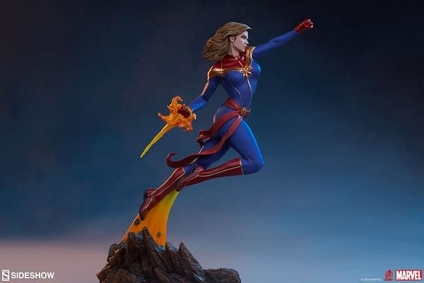 Captain Marvel Brings Cosmic Power with New Sideshow Statue