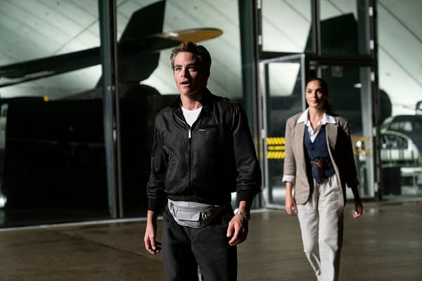 Copyright: © 2020 Warner Bros. Entertainment Inc. All Rights Reserved. Photo Credit: Clay Enos/ ™ & © DC Comics Caption: (L-r) CHRIS PINE as Steve Trevor and GAL GADOT as Wonder Woman in Warner Bros. Pictures' action adventure 