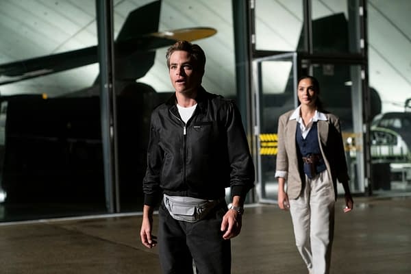 Copyright: © 2020 Warner Bros. Entertainment Inc. All Rights Reserved.  Photo Credit: Clay Enos/ ™ & © DC Comics  Caption: (L-r) CHRIS PINE as Steve Trevor and GAL GADOT as Wonder Woman in Warner Bros. Pictures' action adventure 