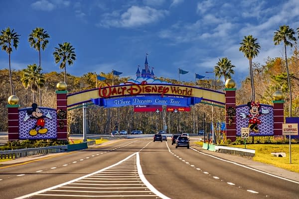 Orlando, Florida. January 11, 2019 Entrance Arch of Walt Disney Theme Parks at Lake Buena Vista area. Editorial credit: VIAVAL / Shutterstock.com