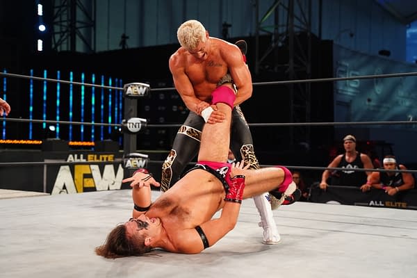 Nightmare Factory co-founder Cody Rhodes works the leg of Warhorse on an episode of AEW Dynamite [Credit: AEW]