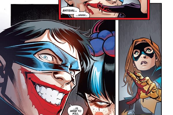 It's Punchline Vs Batgirl in Nightwing #72.