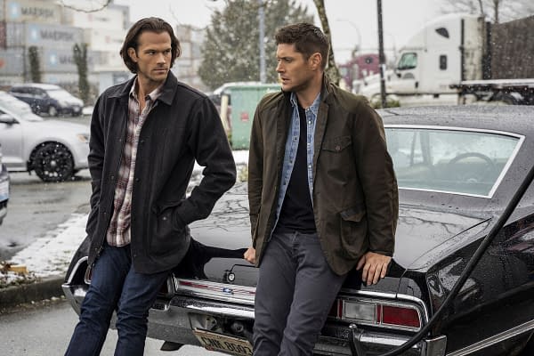 Supernatural -- "Gimme Shelter" -- Image Number: SN1515B_0248r.jpg -- Pictured (L-R): Jared Padalecki as Sam and Jensen Ackles as Dean -- Photo: Colin Bentley/The CW -- © 2020 The CW Network, LLC. All Rights Reserved.