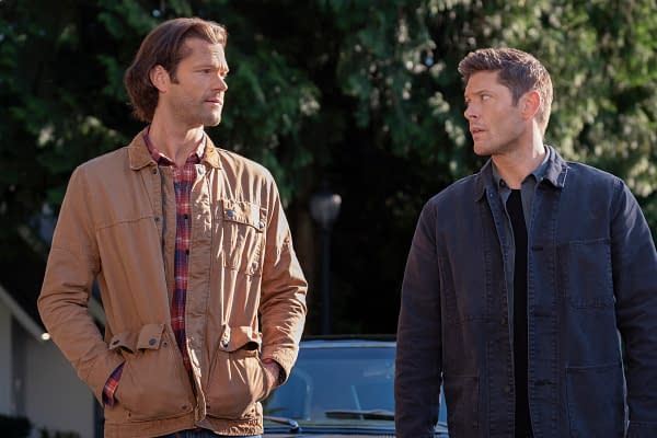 Supernatural -- "Carry On" -- Image Number: SN1520C_0015r.jpg -- Pictured (L-R): Jared Padalecki as Sam and Jensen Ackles as Dean -- Photo: Robert Falconer/The CW -- © 2020 The CW Network, LLC. All Rights Reserved.