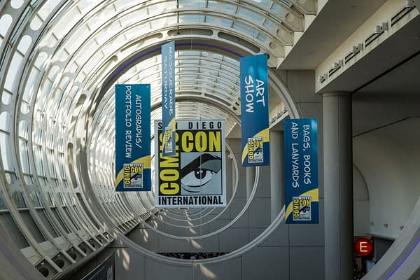 SAN DIEGO, CALIFORNIA - JULY 24 2016: Banners hang over San Diego Comic-Con, promoting the pop culture convention's various events.