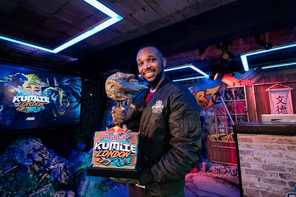 Mister Crimson takes home the Red Bull Kumite London Street Fighter V title, courtesy of Red Bull.