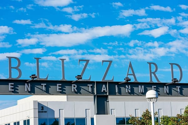 Blizzard Entertainment sign at the entrance to the video game developer and publisher headquarters - Irvine, California, USA - 2020, photo by Michael Vi / Shutterstock.com.