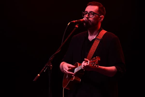 Will Wood performing on his baritone ukelele at the Rapids Theater in Niagara, NY on August 17th. Photo credit: Brittney Bender