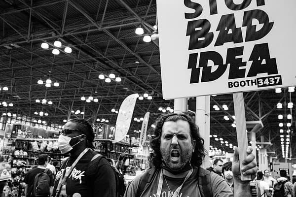 Bad Idea Placard Protests On The Show Floor Of New York Comic-Con