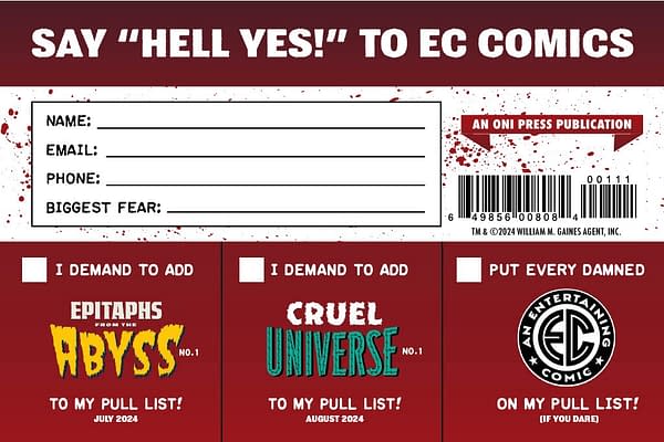 Oni's EC Comics Relaunch "Hammers" Retailer Returnability & Pre-Order Promo Materials