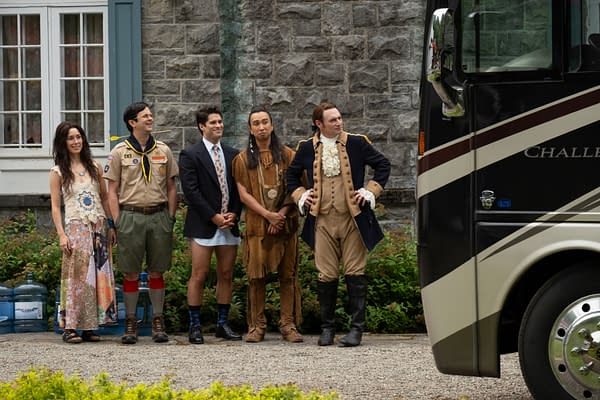 Ghosts S05E02: "Viking Wedding" Images: City Friends Call on Sam &#038; Jay