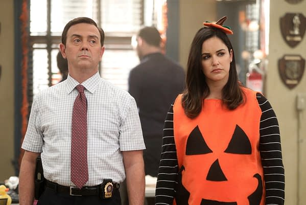 Boyle and Amy do not like what they're seeing on Brooklyn Nine-Nine, courtesy of NBC.