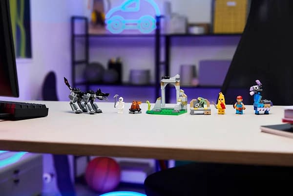 Step into LEGO Fortnite with the New Peely & Sparkplug's Camp Set