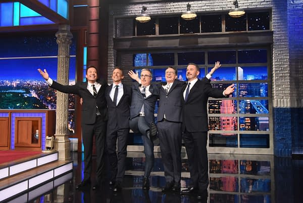 Colbert Reunites "Strike Force Five": Fallon, Kimmel, Meyers & Oliver
