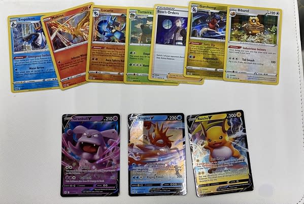 Pokémon TCG: Brilliant Stars booster box pulls. Credit: Theo Dwyer