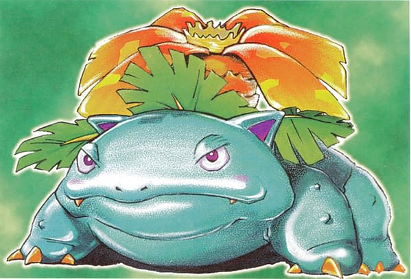 The artwork for Venusaur from the Pokémon Trading Card Game's original Base Set. Illustrated by Mitsuhiro Arita. The card this artwork features on is on auction at Heritage Auctions right now!