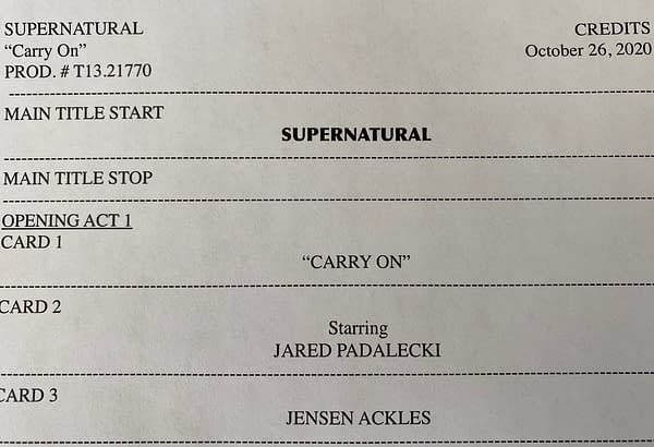 Supernatural series finale screen credits (Image: The CW/Jim Michaels)