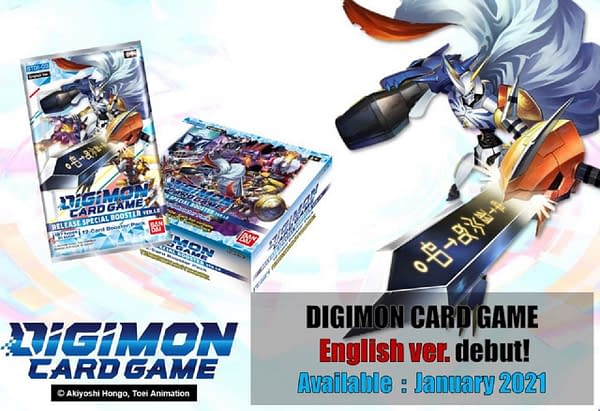 An official announcement heralding the launch of the Digimon Card Game in English.