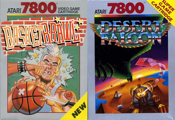 Covers for Basketbrawl 7800 and Desert Falcon 7800, courtesy of Atari.