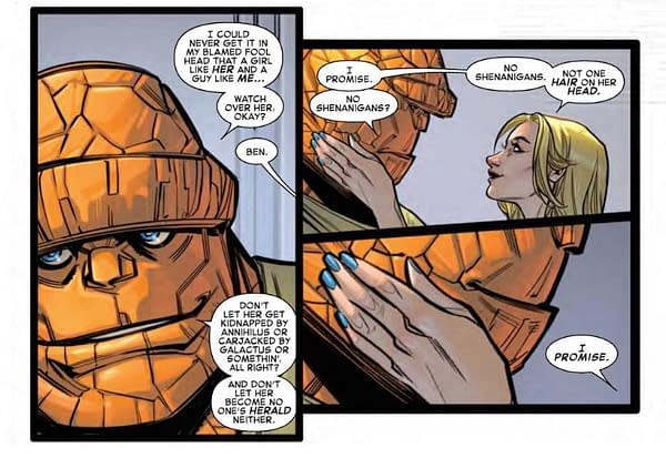 Ben Doesn't Want Any Shenanigans at Alicia's Bachelorette Party in Next Week's Fantastic Four Wedding Issue
