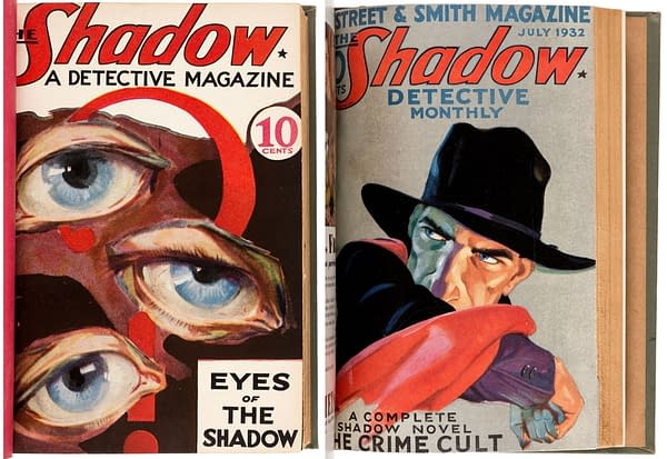 Cover examples from William B. Gibson's bound volumes of the first two years of The Shadow.