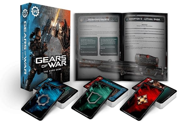 Promo image for Gears Of War: The Card Game, courtesy of Steamforged Games.