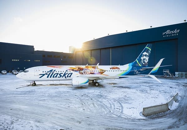 Alaska Airlines Goes Higher, Further, Faster with Captain Marvel Themed Airplane