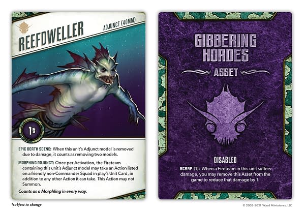The Reefdweller Nightmare Edition card for the Morphling, a model from The Other Side by Wyrd Games.