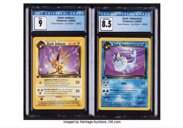 Dark Jolteon & Vaporeon Pokémon Cards from Team Rocket. Credit: Heritage Auctions