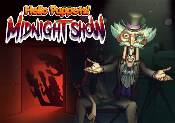 The key art and logo for tinyBuild's upcoming game, Hello Puppets! Midnight Show, the prequel to Hello Puppets VR.
